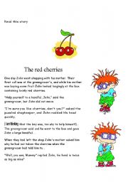 English Worksheet: the red cherries reading