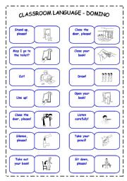 English Worksheet: Classroom Language Domino