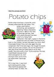 English Worksheet: potato chipos reading