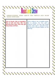 English worksheet: Physical description - read and draw