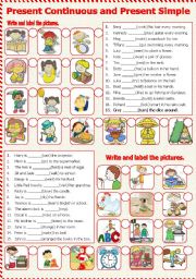 English Worksheet: Present Continuous and Present Simple 