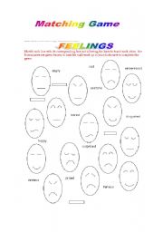 English Worksheet: FEELINGS.  Matching Game