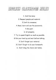 English worksheet: CLASSROOM RULES