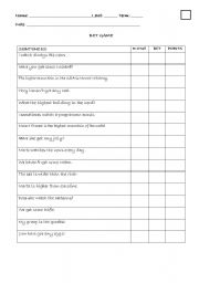 English Worksheet: BET GAME