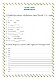 English worksheet: To Be - Present Simple