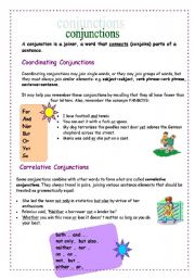 English Worksheet: Conjunctions: types and exercises