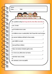 English Worksheet: ASKING QUESTIONS USING: HOW LONG, HOW FAR, HOW TALL...