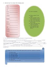 English worksheet: Simple Past Hand Out