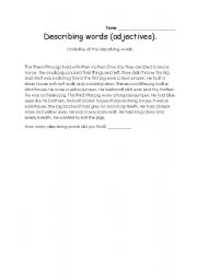 English Worksheet: 3 pigs adjectives