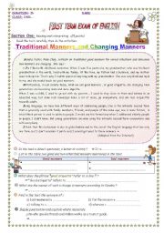 English Worksheet: Traditional manners and changing manners