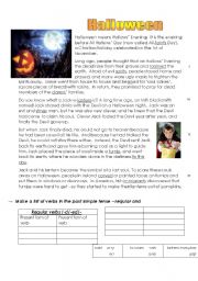 English Worksheet: Halloween - reading - past simple