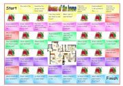 English Worksheet: Boardgame - Rooms of the house (fully editable)