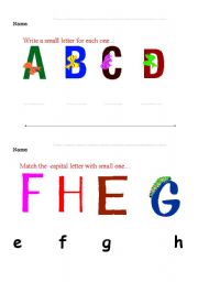 English worksheet: maching letters