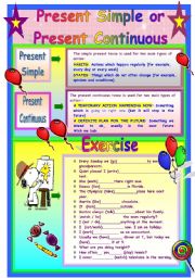 English Worksheet: Present Simple or Continuous