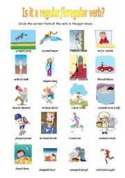 English Worksheet: Regular/Irregular verbs