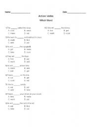 English Worksheet: Action verbs
