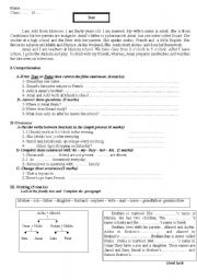 English Worksheet: test on family