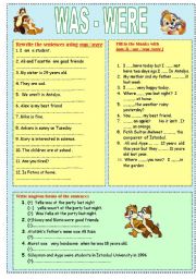 English Worksheet: was were