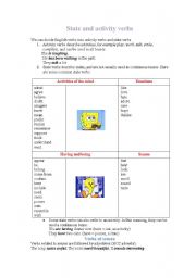 English worksheet: State and Activity Verbs