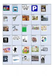 English Worksheet: PLACES BINGO