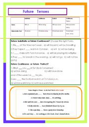 English Worksheet: Future Tenses