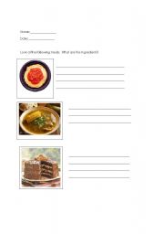 English worksheet: Recipees and shopping
