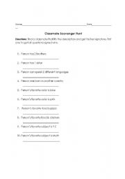 English worksheet: scavenger hunt