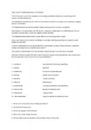 English worksheet: NEWS - UNSC ADOPTS PRESIDENTIAL STATEMENT 