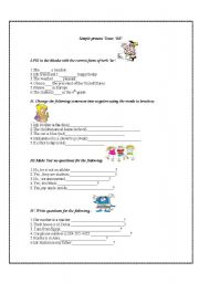 English worksheet: Simple present of the verb be