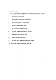 English worksheet: passive voice 