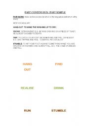 English Worksheet: Past simple-past continuos