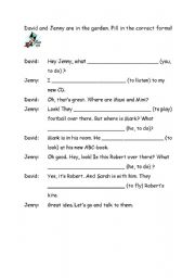 English Worksheet: Fill in the correct forms (present progressive)