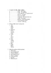 English worksheet: Question words