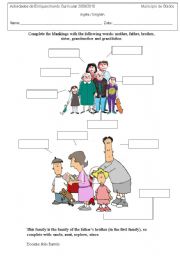 English Worksheet: Family 