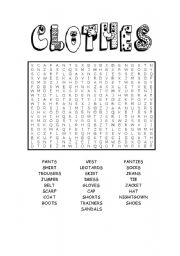 English Worksheet: Clothes