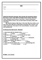 English worksheet: city & country quize