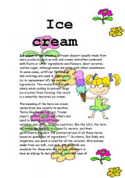 English Worksheet: ice  cream reading test