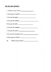 English worksheet: Ask your parents