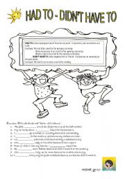 English Worksheet: had to didnt have to