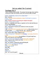 English Worksheet: Not my order: Restaurant duologue 