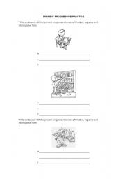 English worksheet: Present Progressive Practice