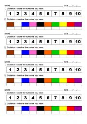 English Worksheet: COLORS AND NUMBERS LISTENING