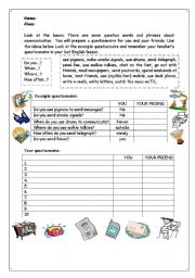 English Worksheet: questionaire
