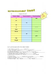 English worksheet: Grammar test