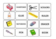 School objects memory game part 1