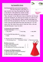 English Worksheet: My beautiful dress