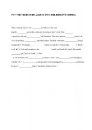 English worksheet: present tense simple 