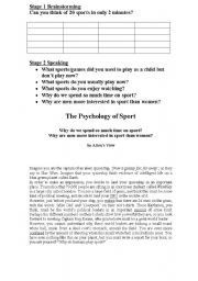 English worksheet: Sport Brainstorm