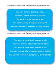 English worksheet: Getting personal information