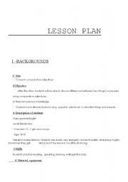 English worksheet: COMPARATIVE ADJECTIVE -LESSON PLAN